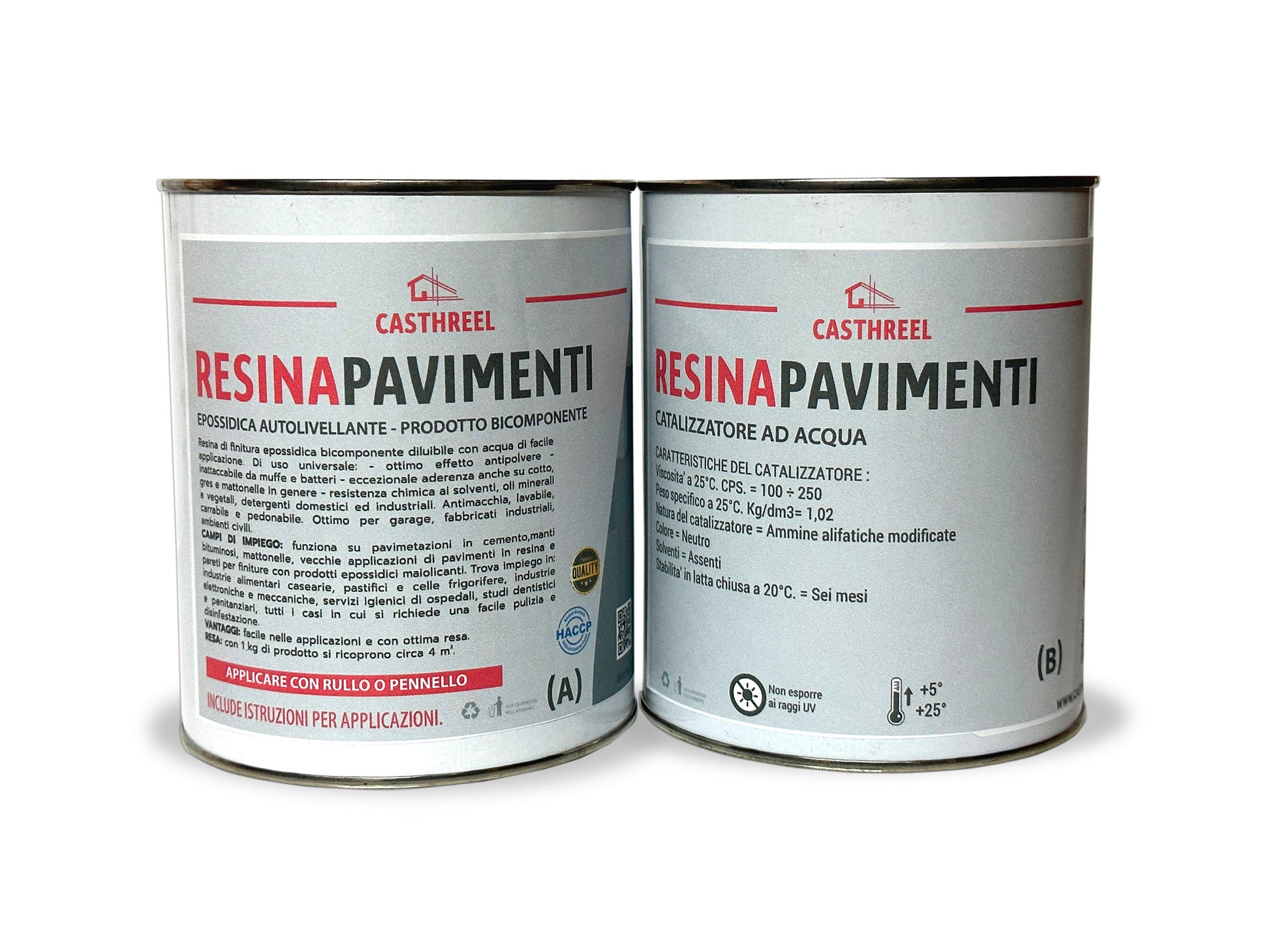 Kit Primer e Finitura Resina Epossidica per Pavimenti in Cemento a Base  Acqua ad Uso Alimentare Vernice Haccp Colore Avorio 1014 M² 25